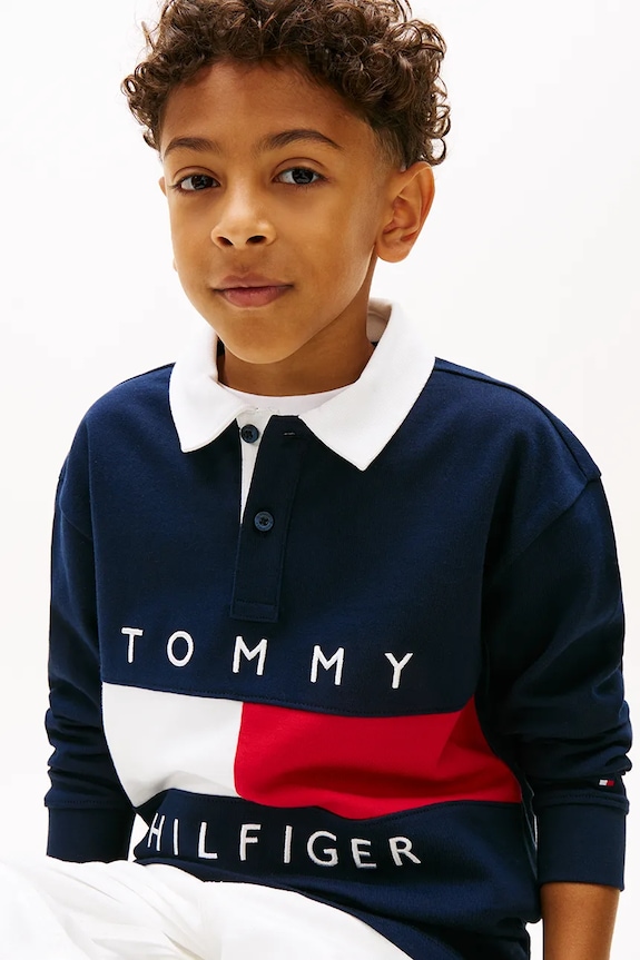 Dječja pamučna majica dugih rukava Tommy Hilfiger KB0KB10354.128.176.PPY2 mornarsko plava