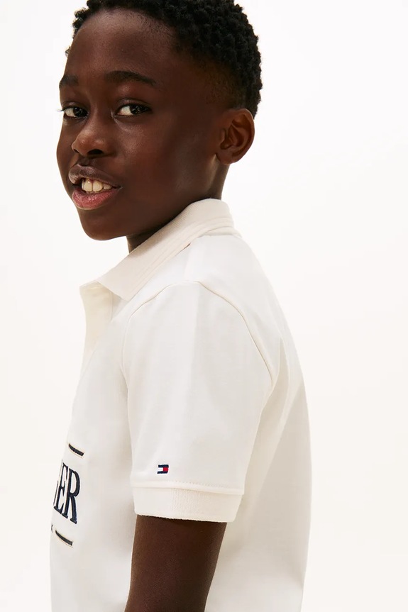 Chłopiec Tommy Hilfiger polo bawełniane dziecięce KB0KB10359.128.176.PPY2 biały