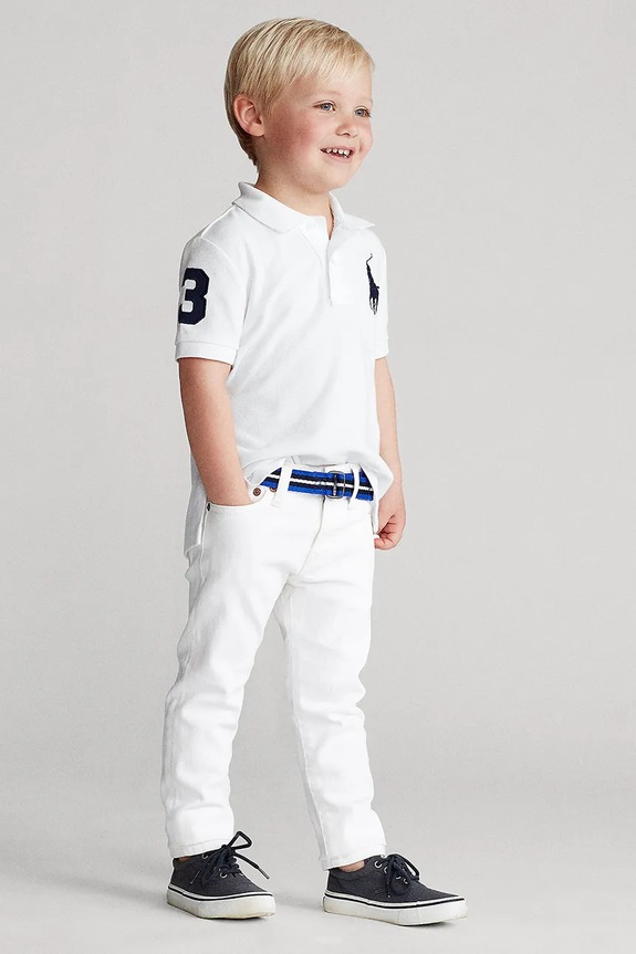 Παιδικά βαμβακερά μπλουζάκια πόλο Polo Ralph Lauren λευκό 322670257006