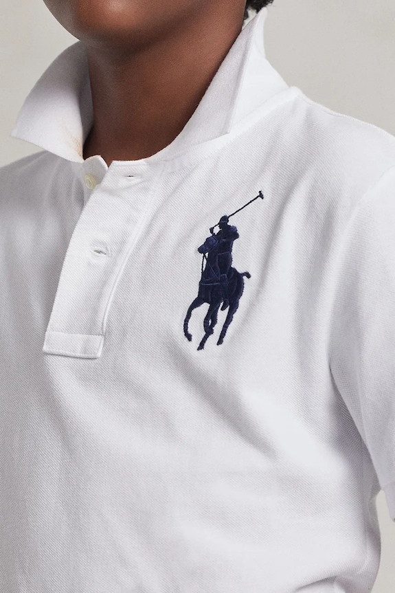 Детска памучна тениска с яка Polo Ralph Lauren 323670257006 бял