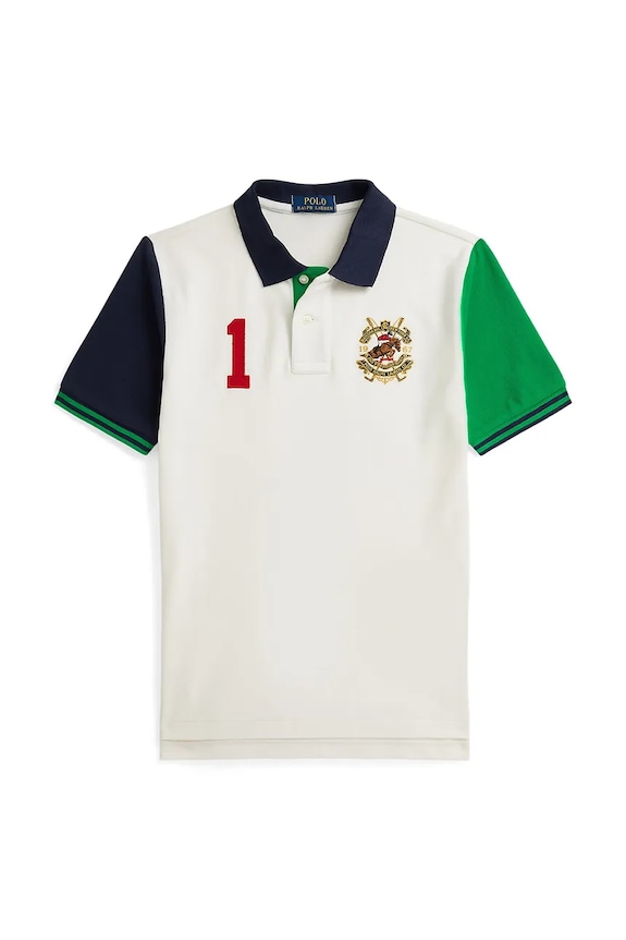 Παιδικά βαμβακερά μπλουζάκια πόλο Polo Ralph Lauren απλικέ λευκό 323A95790001