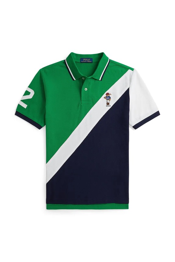 Detská bavlnená polokošeľa Polo Ralph Lauren nášivka zelená 323A96603001