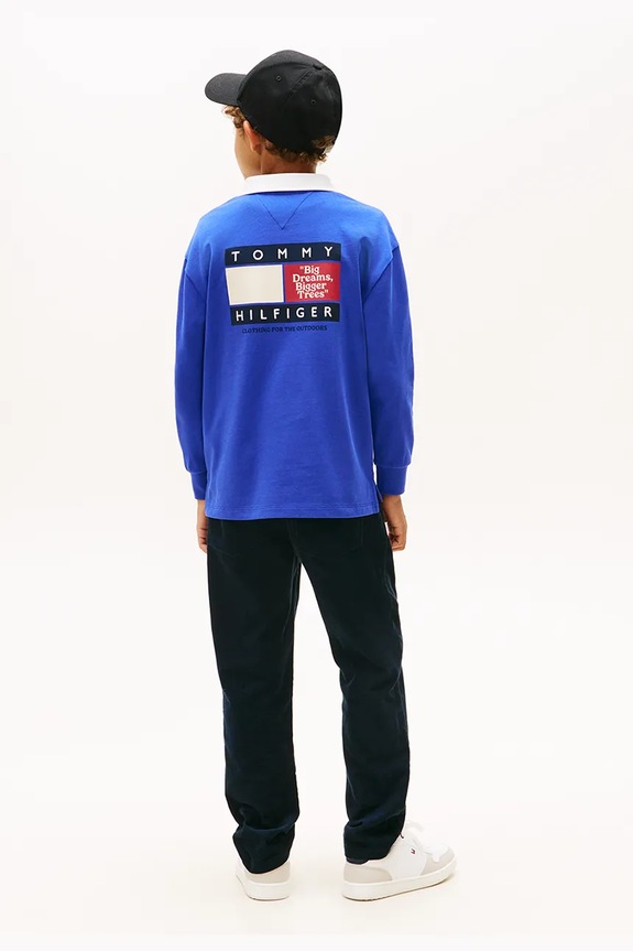 Băieți Tommy Hilfiger longsleeve din bumbac pentru copii KB0KB10045.128.176.PPY2 albastru