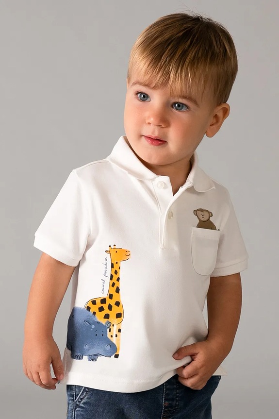 Mayoral polo dziecięce wzorzyste biały 1108.3C.Baby.PPY2