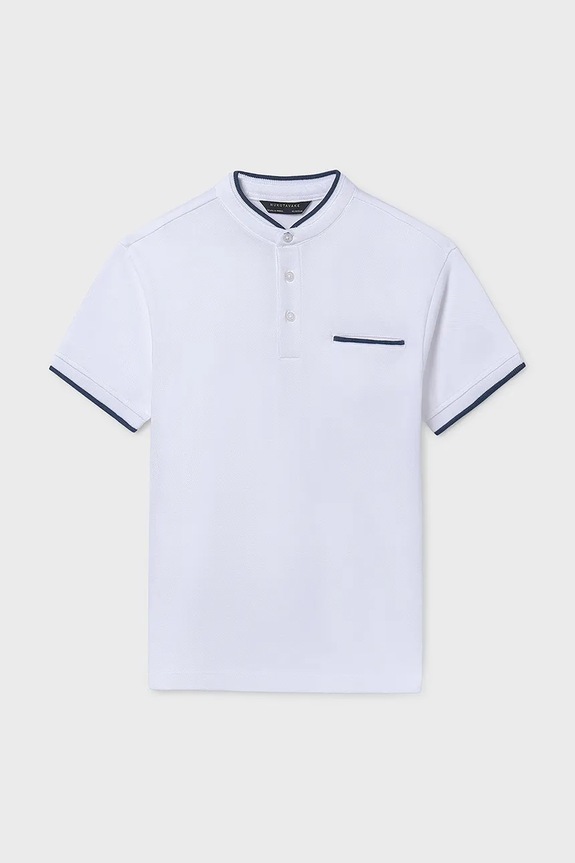 Παιδικά βαμβακερά μπλουζάκια πόλο Mayoral βαμβάκι λευκό 6163.7B.Junior.PPY2