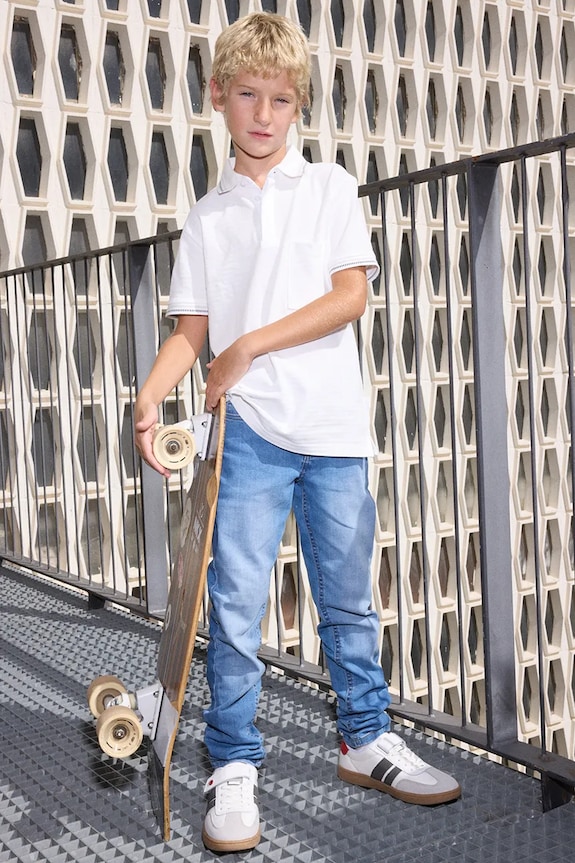 Otroški bombažen polo Mayoral 6164.7B.Junior.PPY2 bela