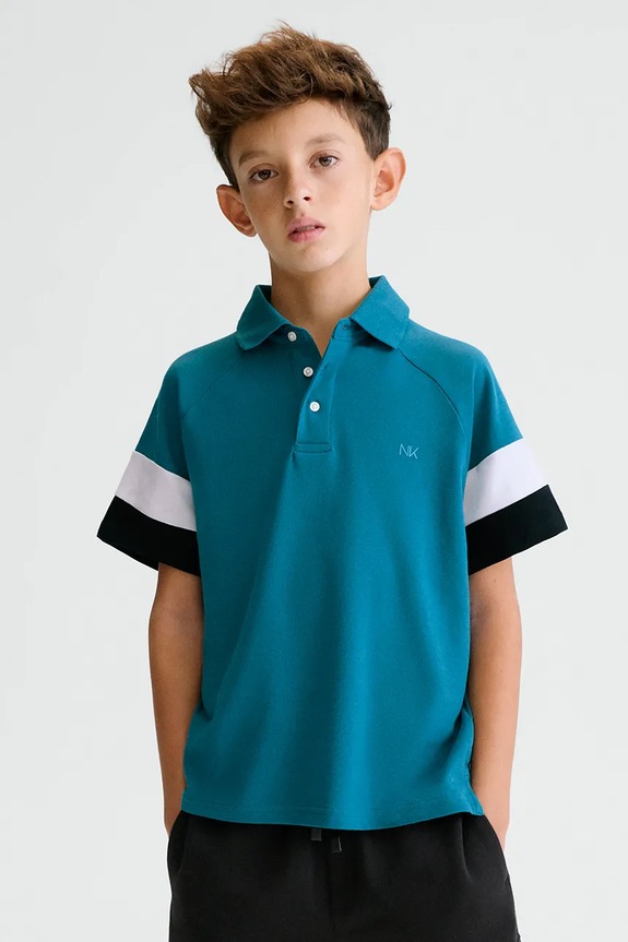 Dječja polo majica Mayoral s elastinom tirkizna 6165.7D.Junior.PPY2