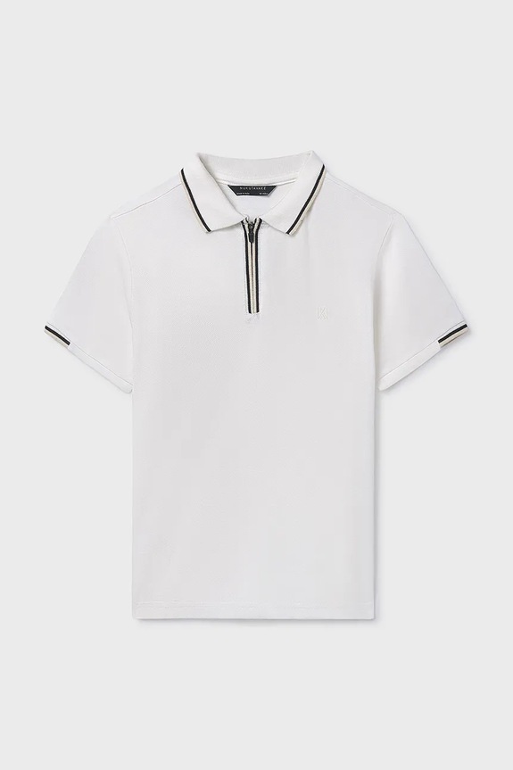 Παιδικά βαμβακερά μπλουζάκια πόλο Mayoral βαμβάκι λευκό 6166.7E.Junior.PPY2