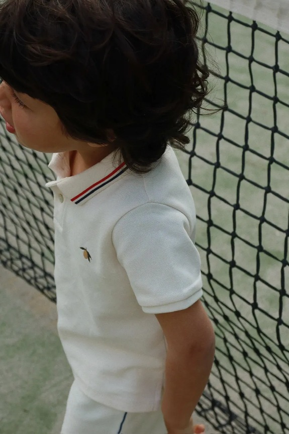 Konges Sløjd polo bawełniane dziecięce FLORIAN POLO SHIRT GOTS bawełna beżowy KS104814.PPY2