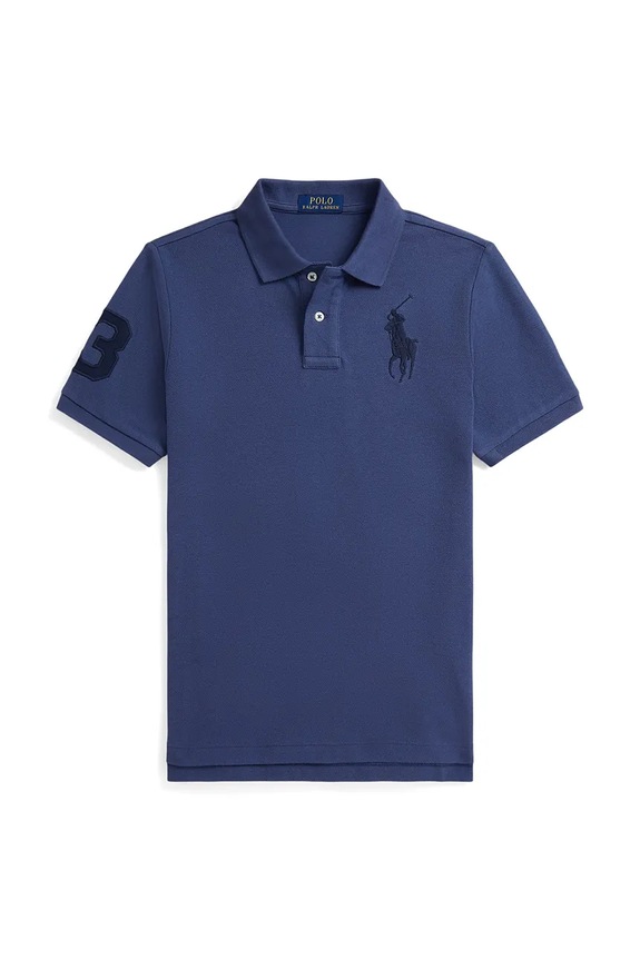 Detská bavlnená polokošeľa Polo Ralph Lauren bavlna tmavomodrá 323703635503