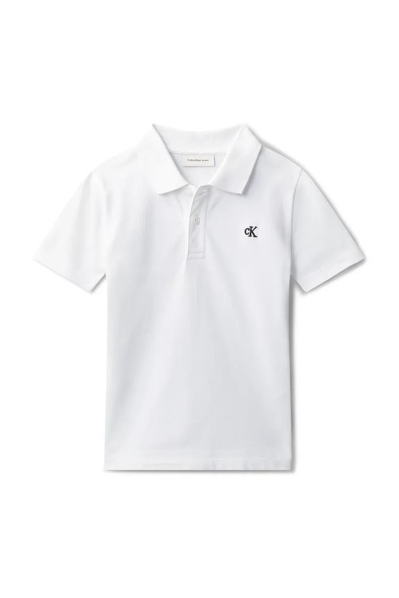 Calvin Klein Jeans polo dziecięce bawełniane LVCKSJB29B.128.176.PPY2 biały SS26