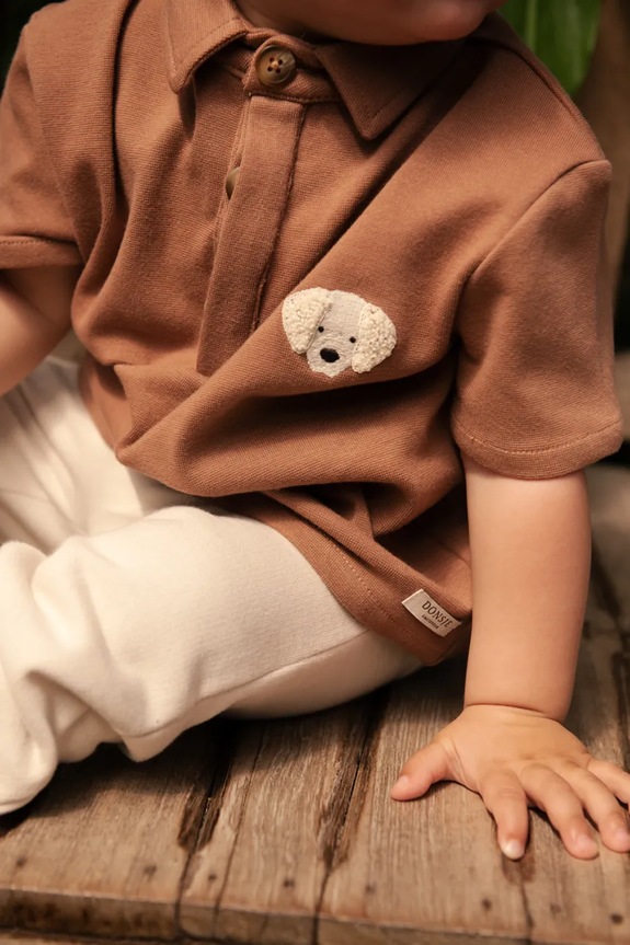 Polo majica za bebe Donsje Wouti Shirt Golden Retriever bez uzorka smeđa 4098703.80.92