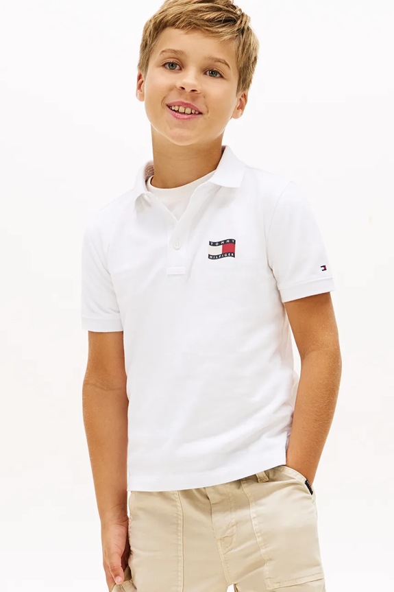 Tommy Hilfiger polo pentru copii, din bumbac alb KB0KB10227.128.176.PPY2