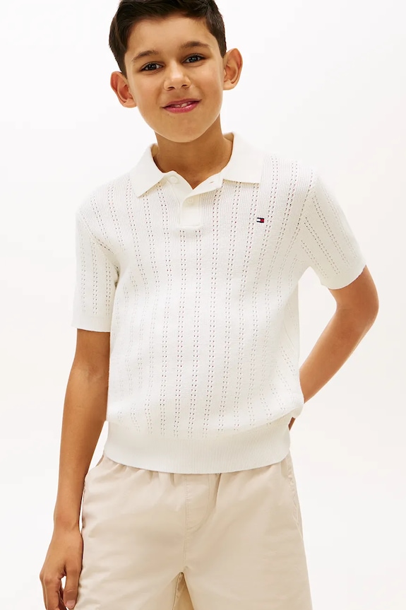 Tommy Hilfiger polo tričko detské bavlnené béžová KB0KB10251.128.176.PPY2