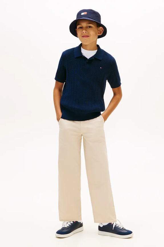 Băieți Tommy Hilfiger polo pentru copii, din bumbac KB0KB10251.128.176.PPY2 bleumarin