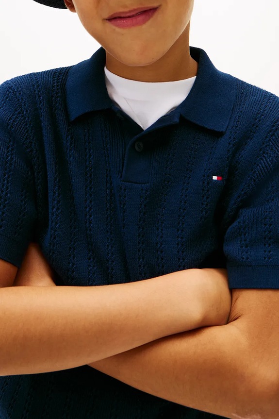 Tommy Hilfiger polo pentru copii, din bumbac KB0KB10251.128.176.PPY2 bleumarin