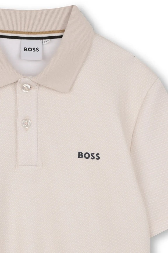 CHLAPEC Dětská bavlněná polokošile BOSS J52961.114.150 béžová