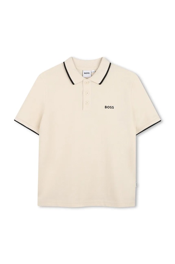Bavlnené polo tričko BOSS nášivka béžová J53169.102.108