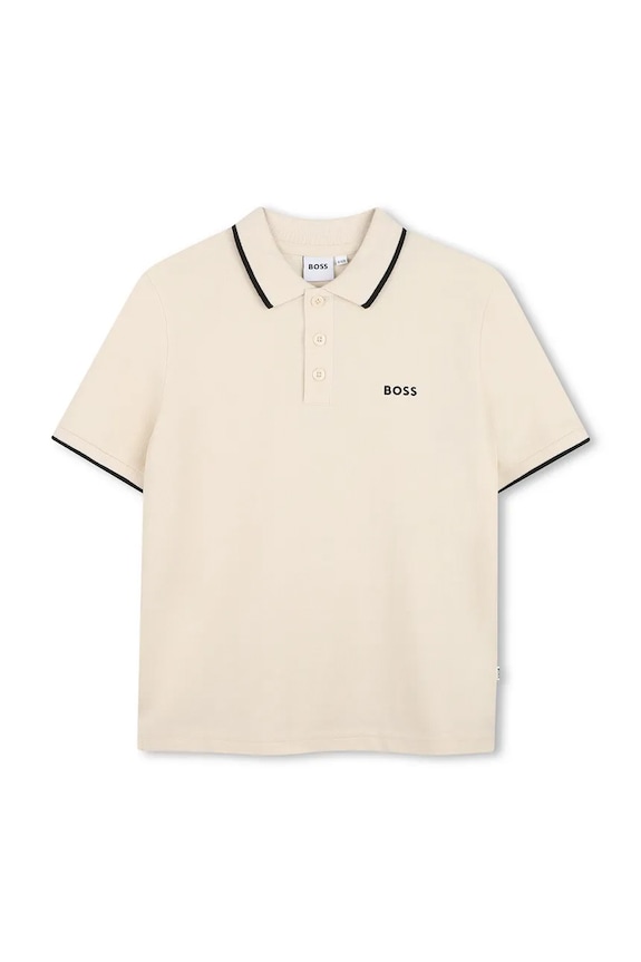 Bavlnené polo tričko BOSS nášivka béžová J53169.102.108