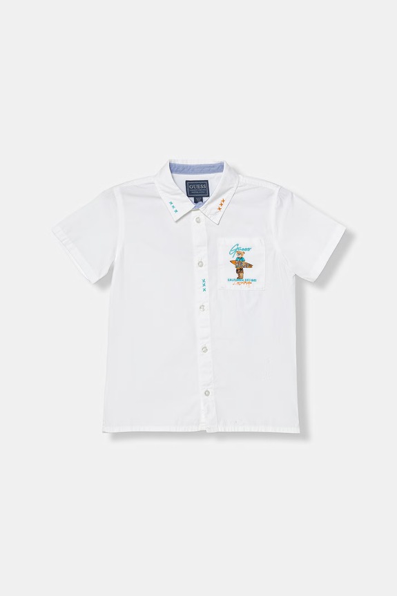 Guess košeľa detská bavlnená biela N6GH04.WBHQ1.PPY2.M