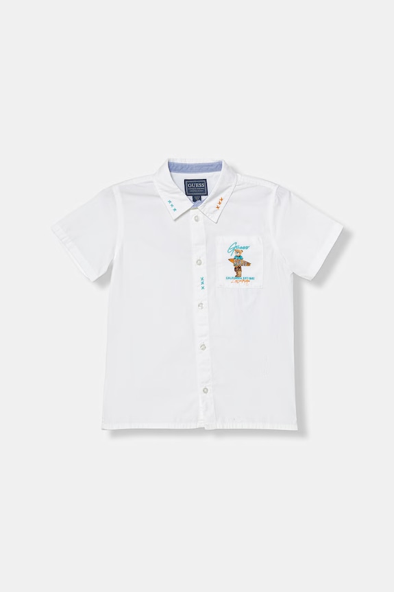 Guess košeľa detská bavlnená biela N6GH04.WBHQ1.PPY2.M