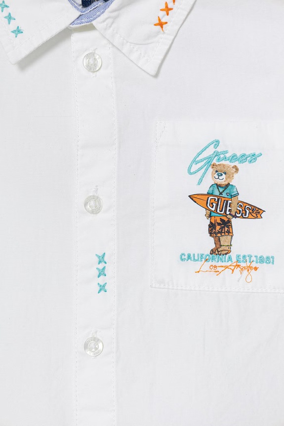 Chlapec Guess košeľa detská bavlnená N6GH04.WBHQ1.PPY2.M biela