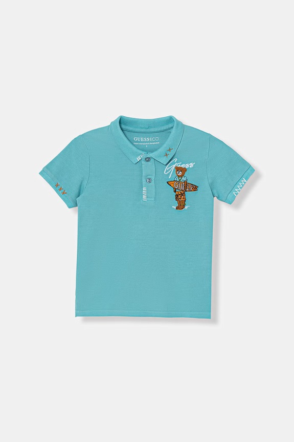 Guess polo pentru copii, din bumbac albastru N6GP01.K9WF4.PPY2.M