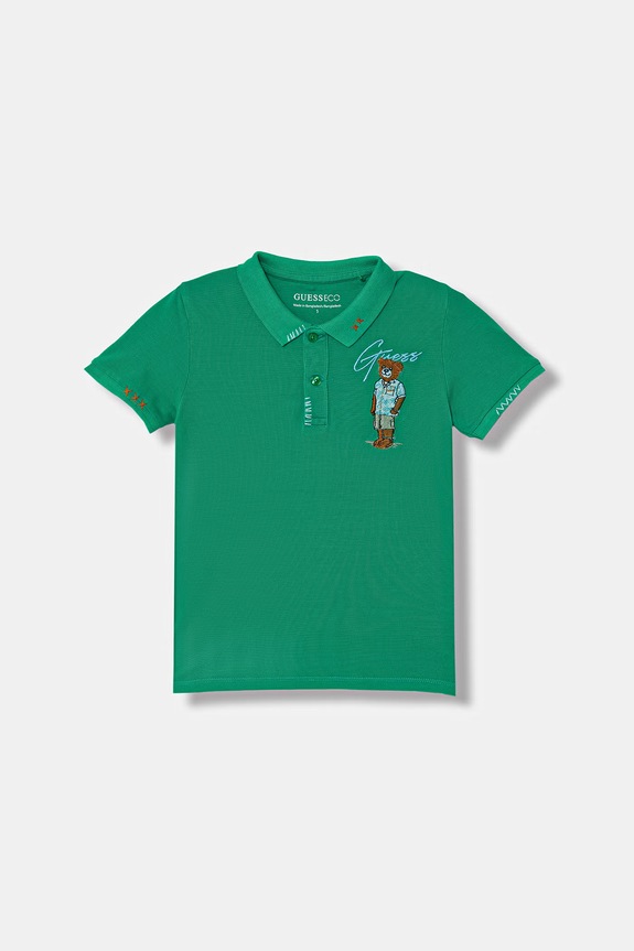 Guess polo pentru copii bumbac verde N6GP01.K9WF4.PPY2.M
