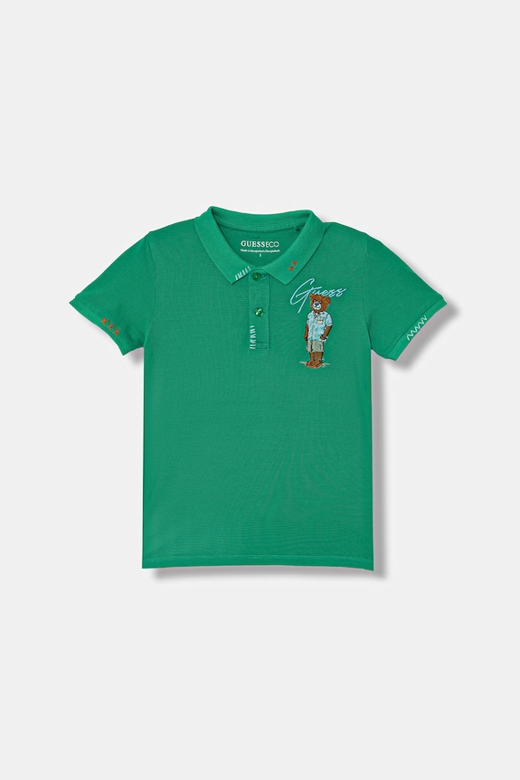 Guess polo pentru copii bumbac verde N6GP01.K9WF4.PPY2.M