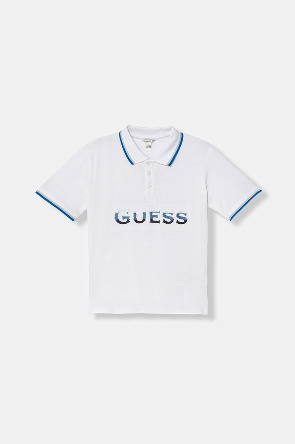 Guess polo bawełniane dziecięce aplikacja biały L6GP00.KADZ4.PPY2.M