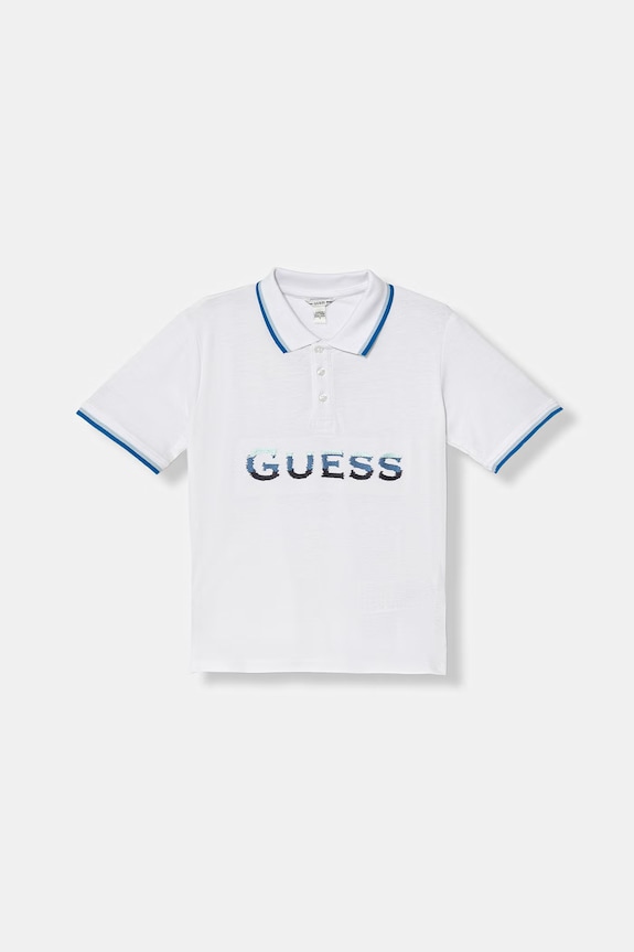 Guess polo bawełniane dziecięce aplikacja biały L6GP00.KADZ4.PPY2.M