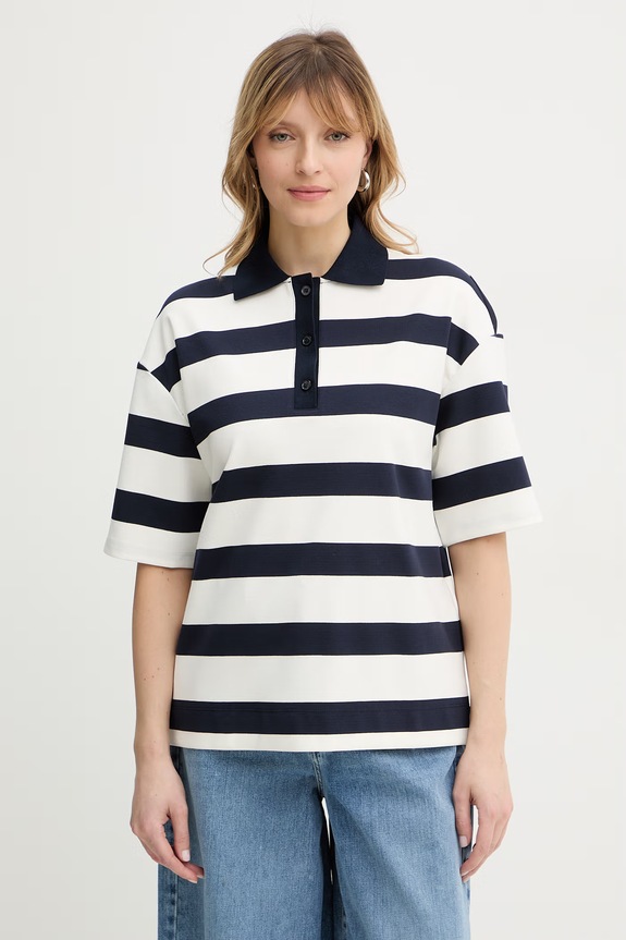 MM by Max Mara polo ABETAIA zapinany granatowy 2616951017600