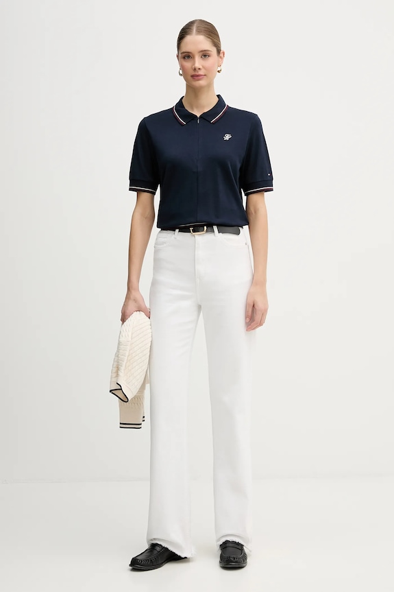 Polo tričko Tommy Hilfiger WW0WW47853 tmavomodrá SS26