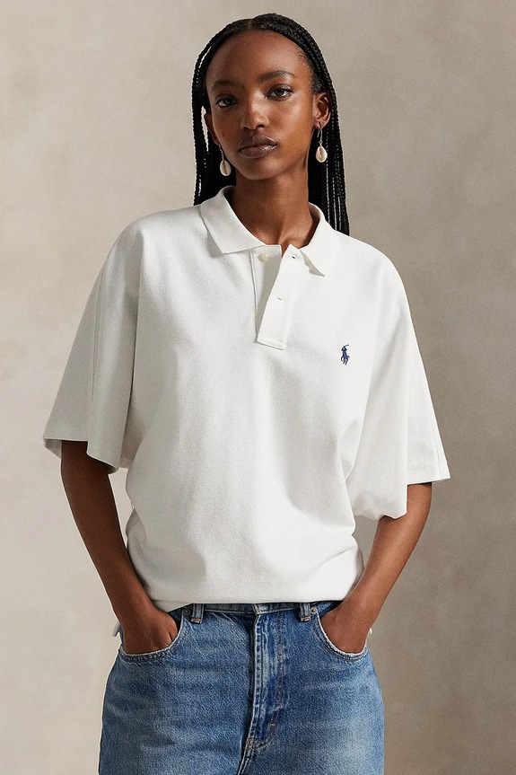 Βαμβακερό μπλουζάκι πόλο Polo Ralph Lauren κανονικό λευκό 211A96270