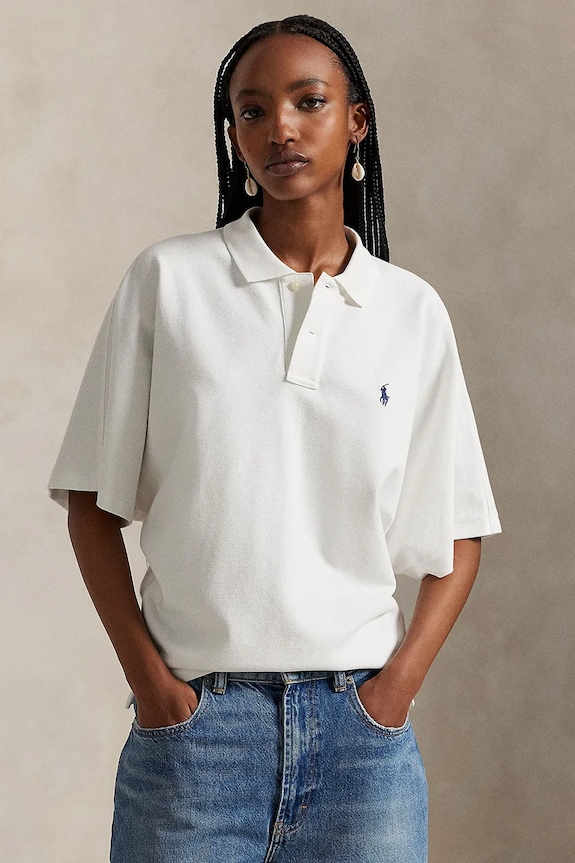 Βαμβακερό μπλουζάκι πόλο Polo Ralph Lauren κανονικό λευκό 211A96270