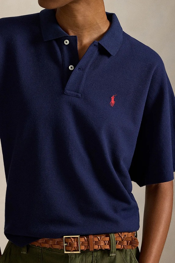 Хлопковое поло Polo Ralph Lauren тёмно-синий 211A96270