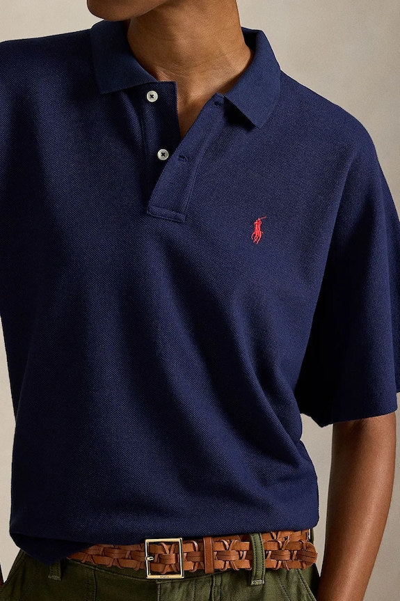 Хлопковое поло Polo Ralph Lauren тёмно-синий 211A96270