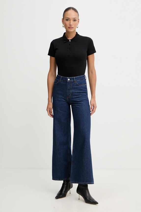 Βαμβακερό μπλουζάκι πόλο Karl Lagerfeld IKON B1W17035 μαύρο SS26
