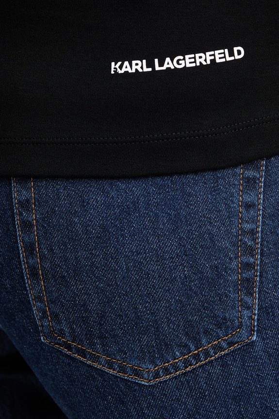 Βαμβακερό μπλουζάκι πόλο Karl Lagerfeld IKON B1W17035 μαύρο