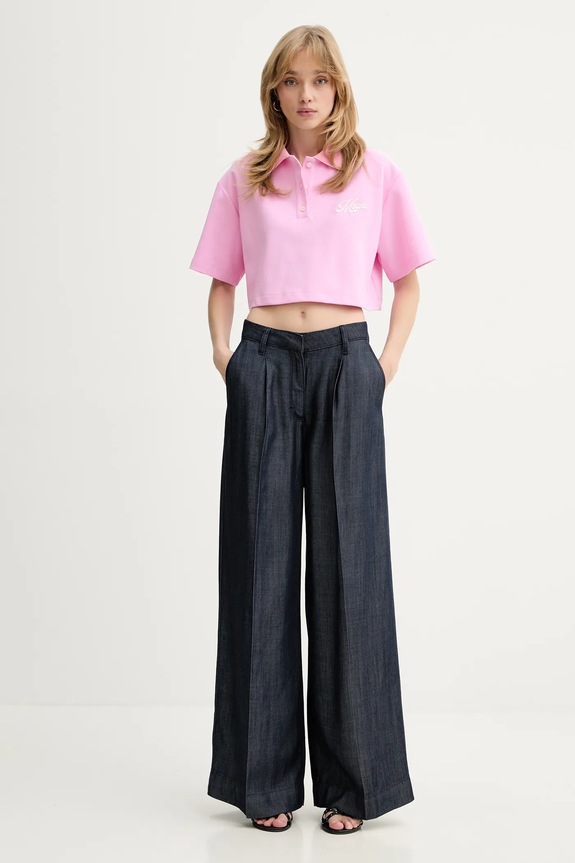 Bavlněné polo tričko MSGM 4041MDM114.267126 růžová SS26