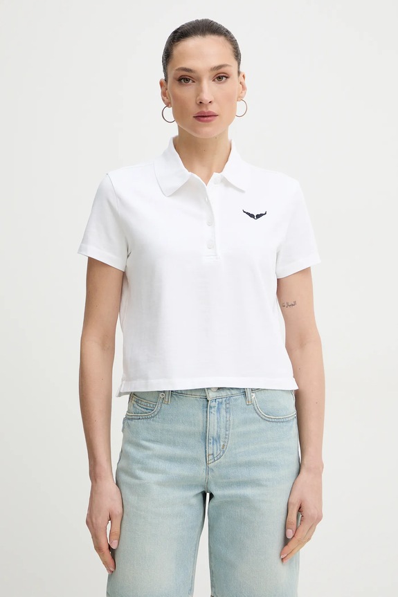 Bavlnené polo tričko ZADIG&VOLTAIRE jednofarebný biela JWTS02792