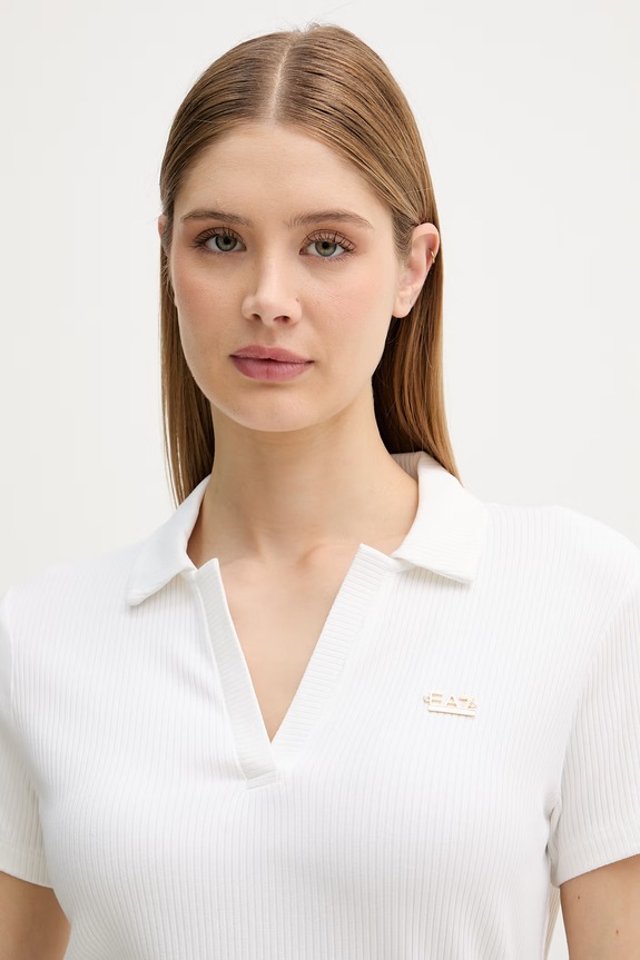 EA7 Emporio Armani πόλο γυναικείο με βισκόζη μπεζ AF12654.7W000490