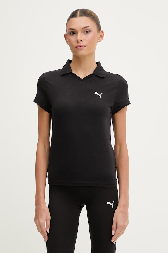 Puma polo damskie bawełniane z elastanem Baby Polo czarny 693848
