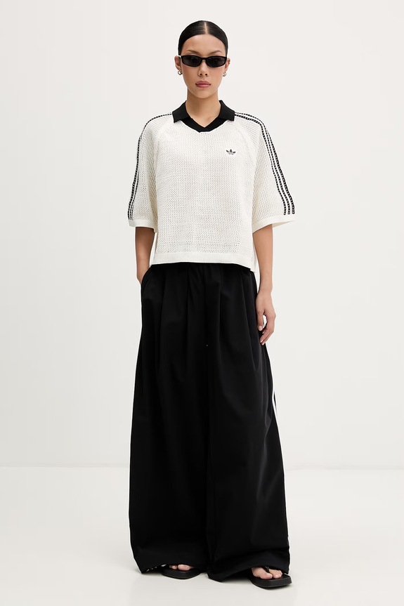 adidas Originals πλεκτό μπλουζάκι πόλο γυναικείο Crochet KC6490 μπεζ SS26