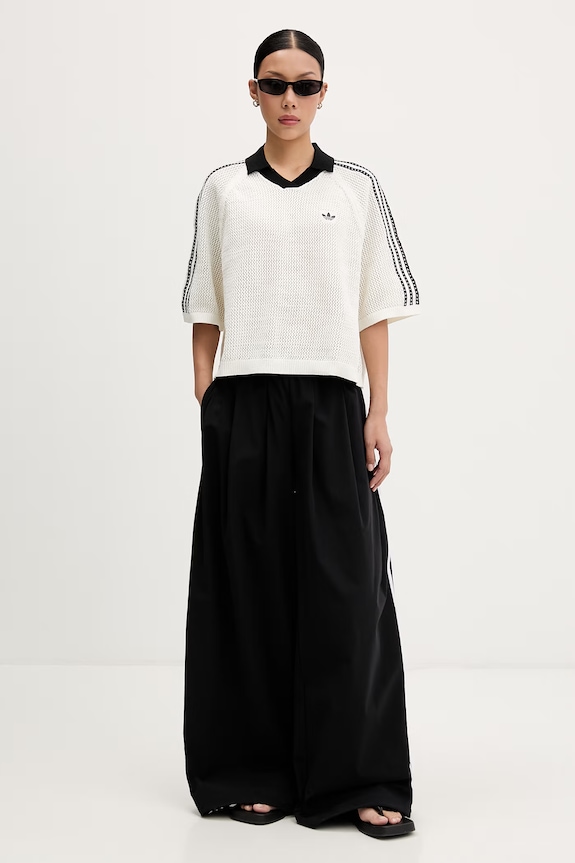 adidas Originals πλεκτό μπλουζάκι πόλο γυναικείο Crochet KC6490 μπεζ SS26