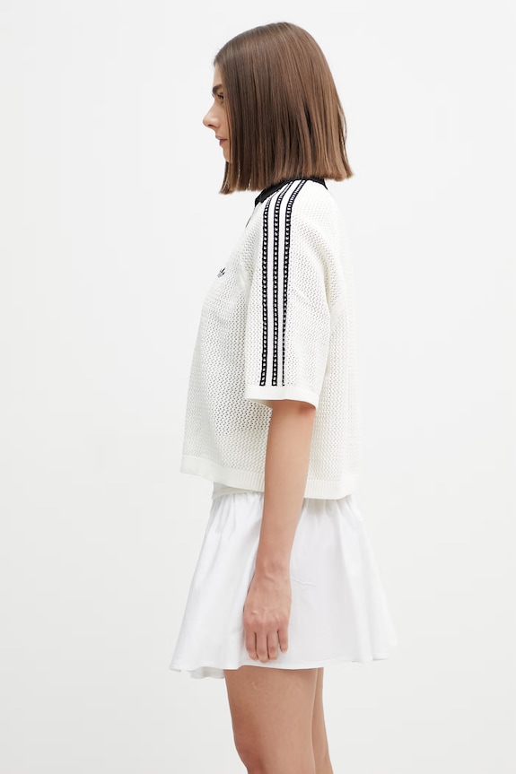 adidas Originals Crochet polo swetrowe damskie KC6490 beżowy SS26