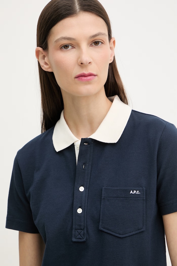 A.P.C. polo pentru femei, din bumbac bleumarin COGWZ.F26587