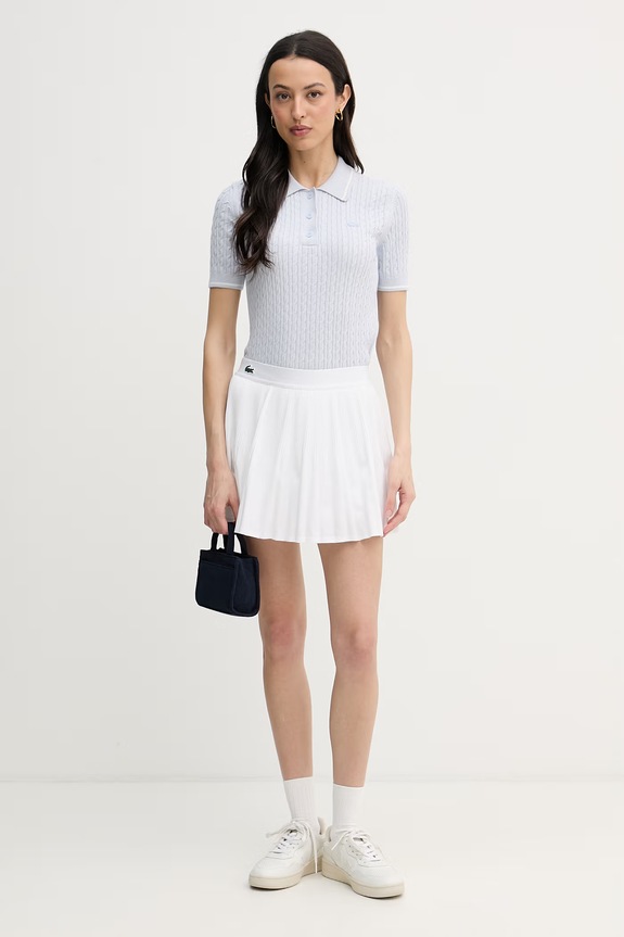 Lacoste polo tricotat pentru femei, cu bumbac AF0972 albastru SS26