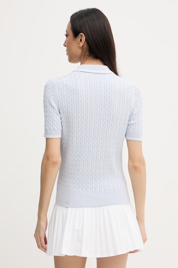 Îmbrăcăminte Lacoste polo tricotat pentru femei, cu bumbac AF0972 albastru
