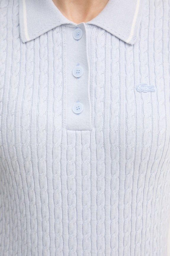 Lacoste polo tricotat pentru femei, cu bumbac AF0972 albastru